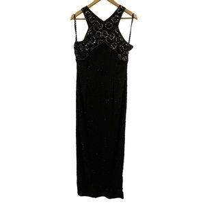 Stenay Black and Gold Beaded Gown Size 12 Women’s Vintage Prom Cocktail